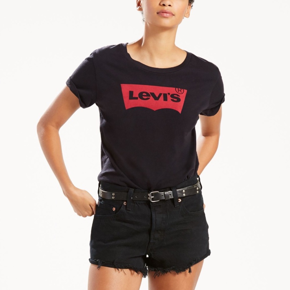 NWT Levi’s Women’s Batwing Logo Cotton Short Sleeve Tee T-Shirt Black XL